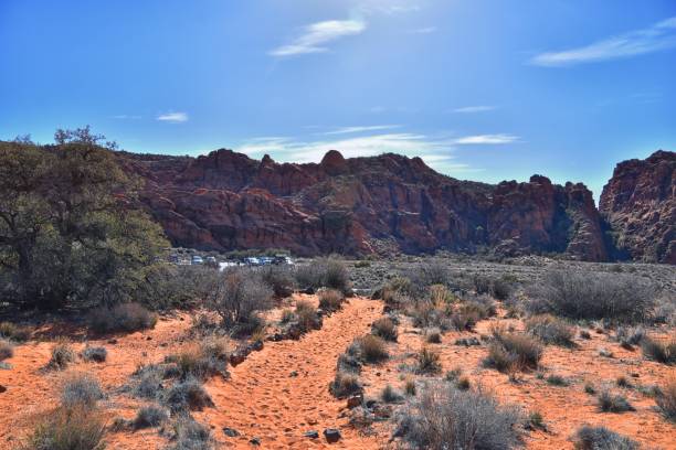 Snow Canyon State Park Red Sands hiking trail  Cliffs National Conservation Area Wilderness St George, Utah, United States. stock photo