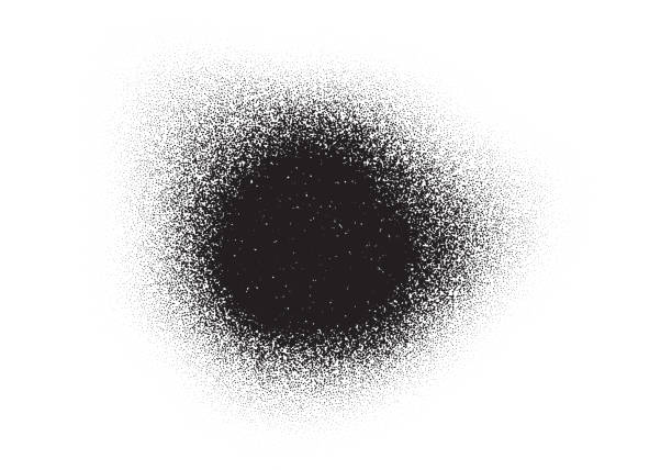 körniger rauschkreis, schwarze punkte körnung oder punktwerk halbton rundes farbverlaufsmuster, abstrakter vektor. dotwork-kreis mit dots noise spray oder stain stipple textureffekt - verstreut stock-grafiken, -clipart, -cartoons und -symbole