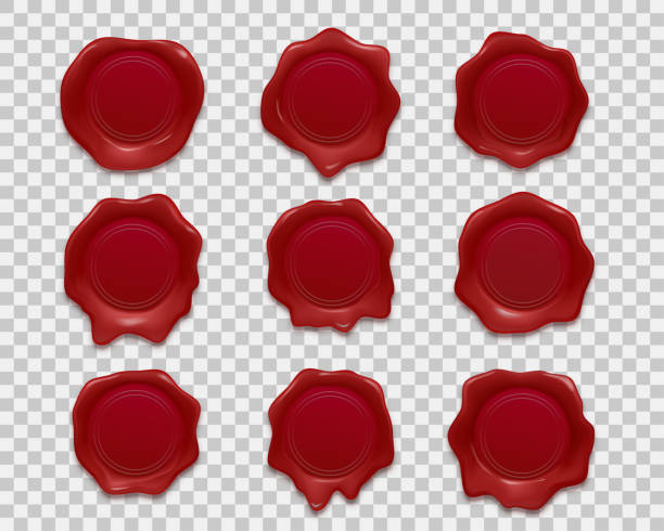 istock Stamp wax seal, red sealing wax stamps on vector transparent background. Realistic wax seals and stamps for certificate or guarantee 1469809661