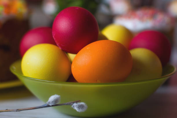 Colorful Easter eggs stock photo