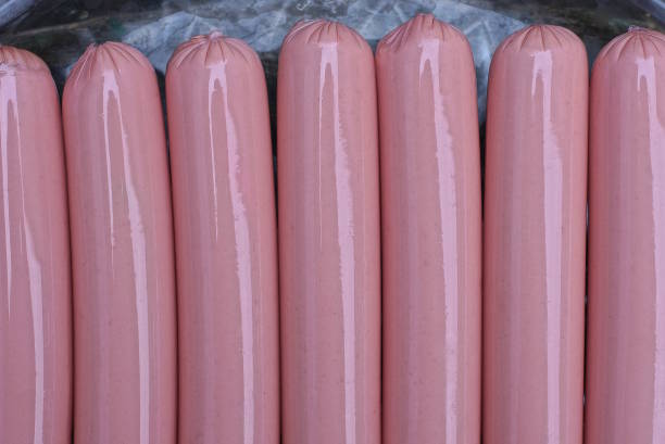 Sausages Packaged on a White Background