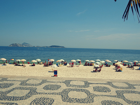 Ipanema Beach, Rio de Janeiro, Brazil. Landscape of Ipanema beach with the iconic boardwalk