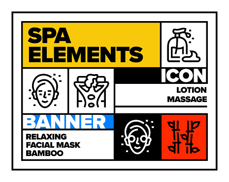 Spa Elements Line Icon Set and Banner Design