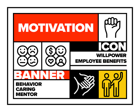 Motivation Line Icon Set and Banner Design