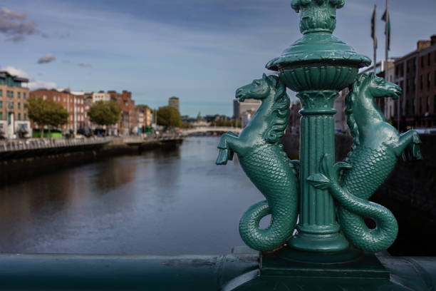 cavalos-marinhos na ponte grattan - dublin ireland republic of ireland hapenny bridge temple bar - fotografias e filmes do acervo