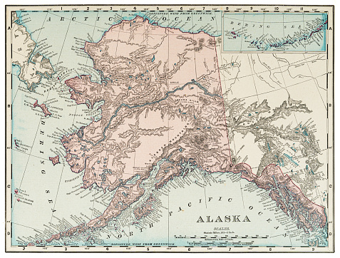 Map of the state of Alaska, USA 1899