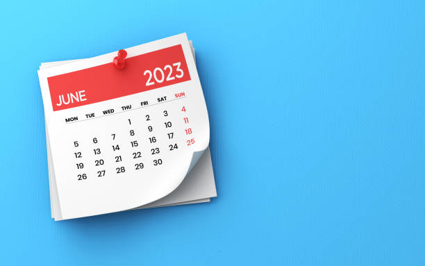 istock 2023 June calendar pinning on blue background 1469836346