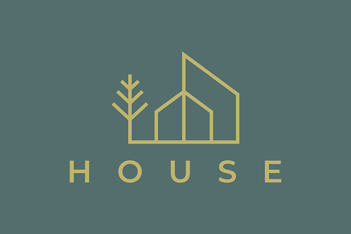 Real Estate House Minimalist Modern Nature Concept Logo Template
