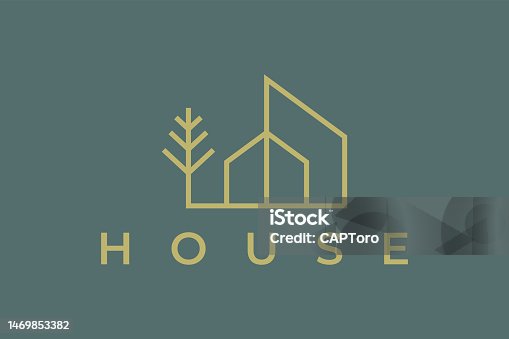 istock Real Estate House Minimalist Modern Nature Concept Logo Template 1469853382