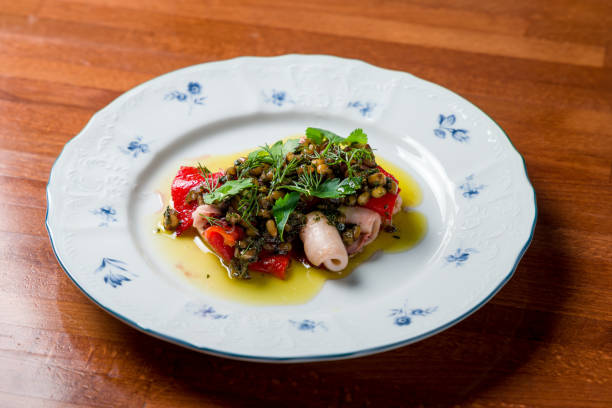 istock Roasted squid on plate on wooden table 1469855527