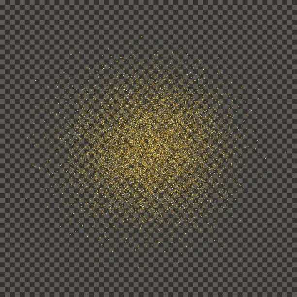 Vector illustration of Gold glittering dust on transparent backdrop