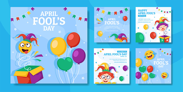 Happy April Fools Day Social Media Post Flat Cartoon Hand Drawn Templates Background Illustration