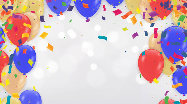 istock Birthday Balloons Flying for Party and Celebrations With Space for Message Isolated in Background 1469869047