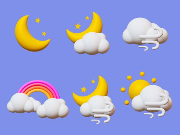 istock 3d minimal Weather forecast concept. weather forecast icons set. 3d illustration. 1469869676