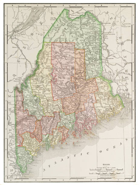 istock Map of the state of Maine, USA 1899 1469871937