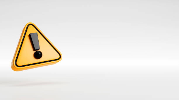 istock 3D rendering of a warning road sign with an exclamation mark on white background 1469873102