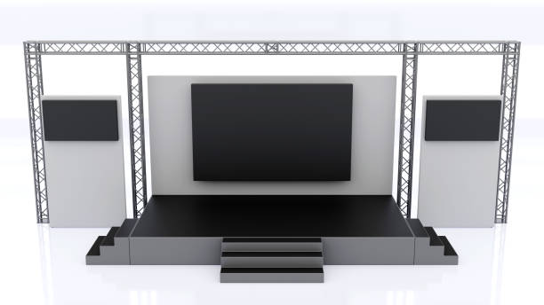 istock 3D rendering of the stage show and truss construction for presentation performance business 1469874009