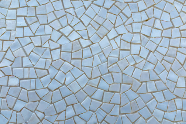 istock Mosaic monochrome pattern made of porcelain chips, WHITE 1469876090