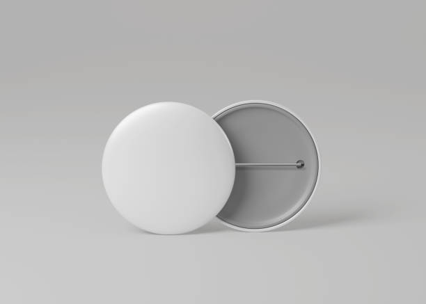 istock Pin badge logo mockup set front and back with copy space for your logo or graphic design, 3d rendering studio 1469876979