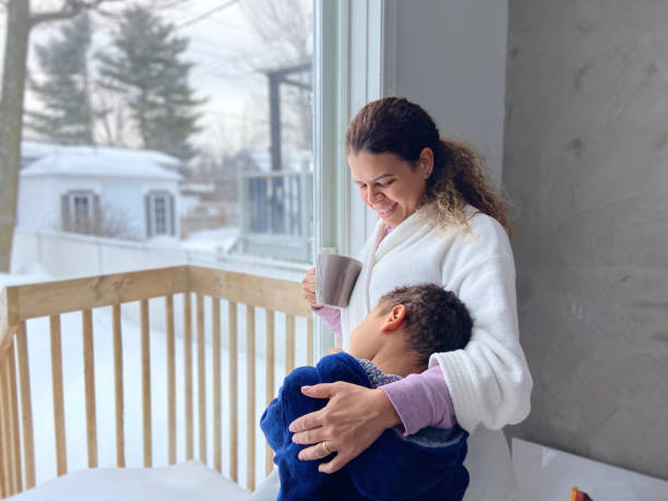 istock Mother drinking coffee with her son 1469879612