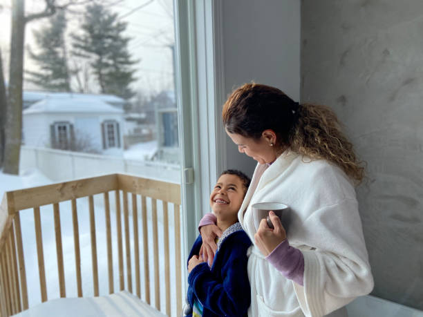 istock Mother drinking coffee with her son 1469879619