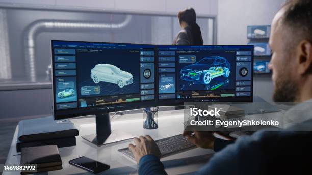 Engineers Check Aerodynamics Of Electric Car Stock Photo - Download Image Now - Car, Technology, Transportation