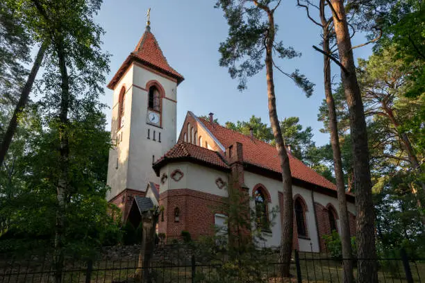 View of the Evangelical Lutheran Church of Raushen, now the Orthodox Church of St. Seraphim of Sarov on a sunny summer day, Svetlogorsk, Kaliningrad region, Russia