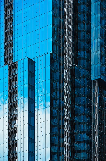 Glass facade Modern building reflection City Skyscraper Business Background