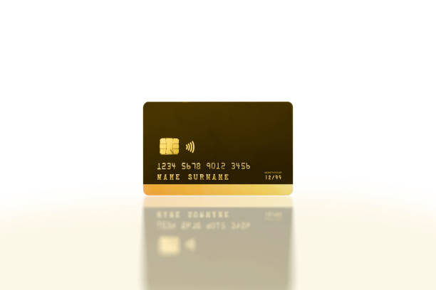 istock Credit card isolated on white background with reflection 1469892484