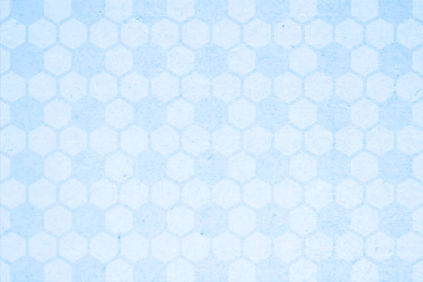 istock Bright light sky blue coloured grunge textured faded weathered smudged horizontal vector backgrounds with honeycomb pattern of connected grid of small hexagon shapes all over 1469899067