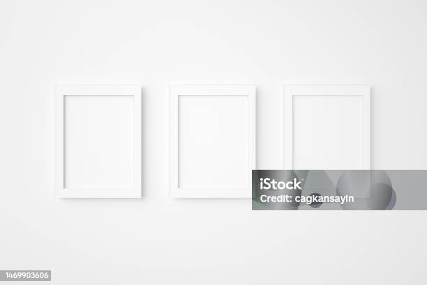Empty Ractangle Frame Three Blank Or Empty Rectangle Picture Frames Hanging On White Wall ...