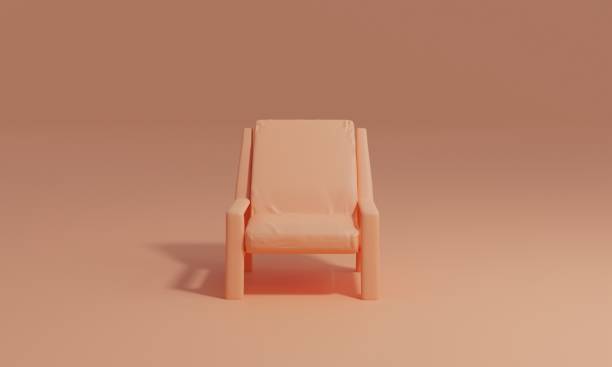istock Peach colour armchair standing on same color background. 3d rendering 1469904248