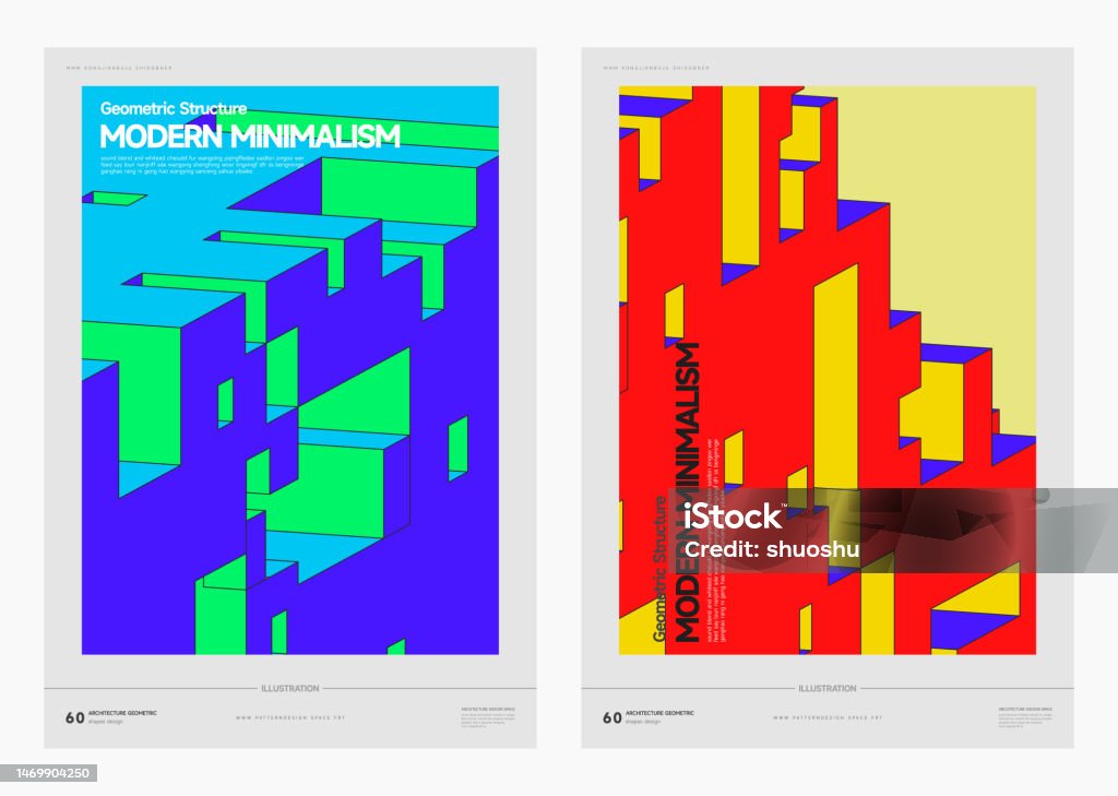 Abstract Minimalism Geometric Cube Structure Pattern Poster Design ...