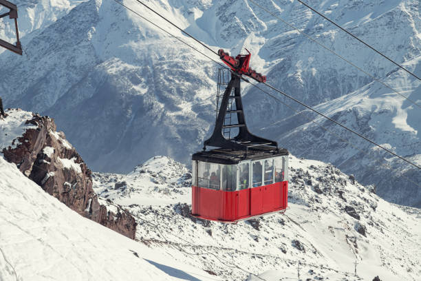 istock Old cable car with a large trailer for transporting tourists 1469905211