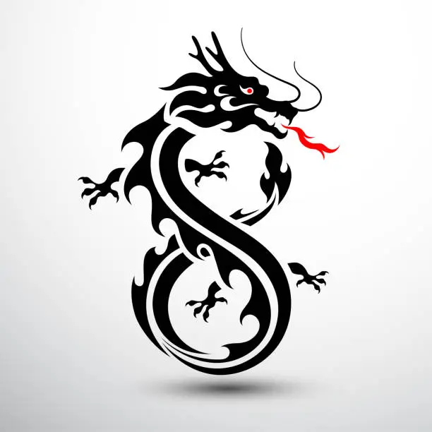 Vector illustration of Chinese Dragon symbol3