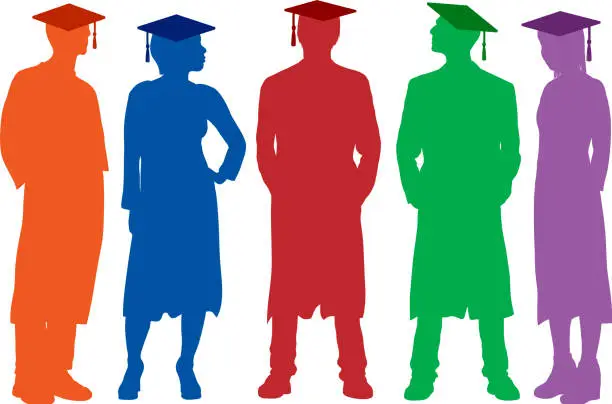Vector illustration of Group of Graduates