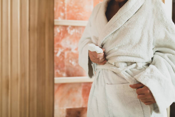 istock Woman in Salt Room. 1469909815