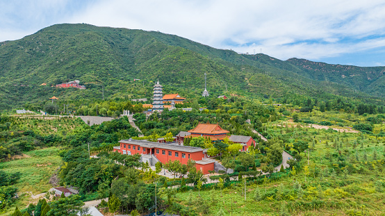 Aerial photography of Longquan Ancient Temple in Luquan District, Shijiazhuang City, Hebei Province, China