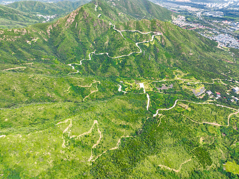 Aerial photography of Xishan Forest Park, Luquan District, Shijiazhuang City, Hebei Province, China