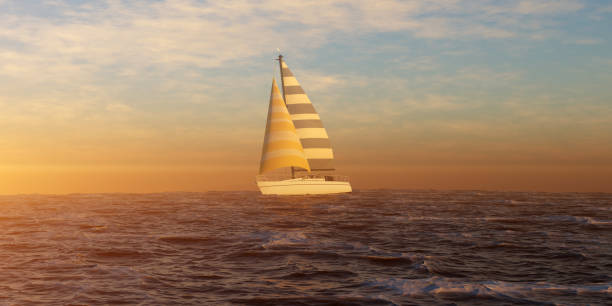istock Sailboat on the sea at sunset. 3d render 1469912203