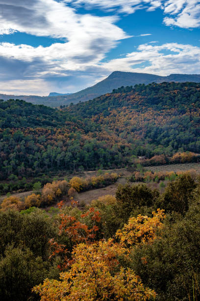 View of the mountains and hills in the Var department in France, in late fall. stock photo