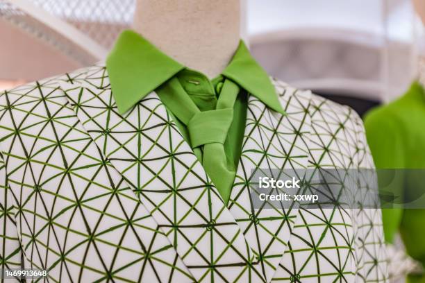 Womens Readytowear Set Of Green Shirt And Tie And Coat Stock Photo - Download Image Now