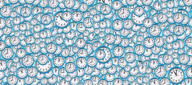 Background 3D illustration of many clock faces