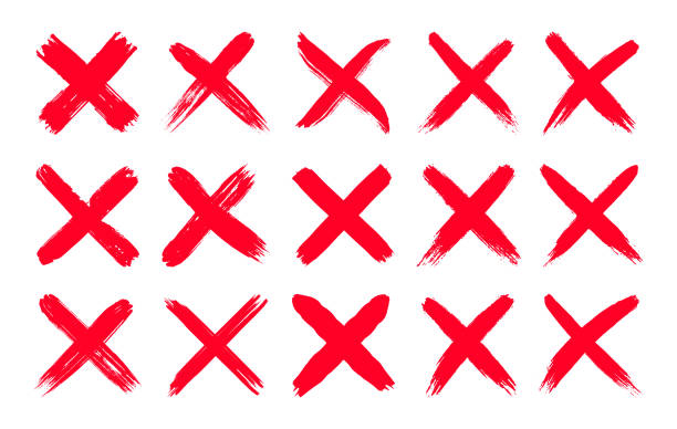 istock Dirty grunge hand drawn with brush strokes cross x vector illustration icon set. 1469919971