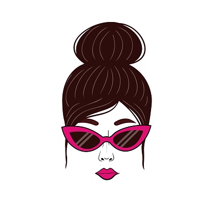 istock girl with hair bun and pink sunglasses 1469920000