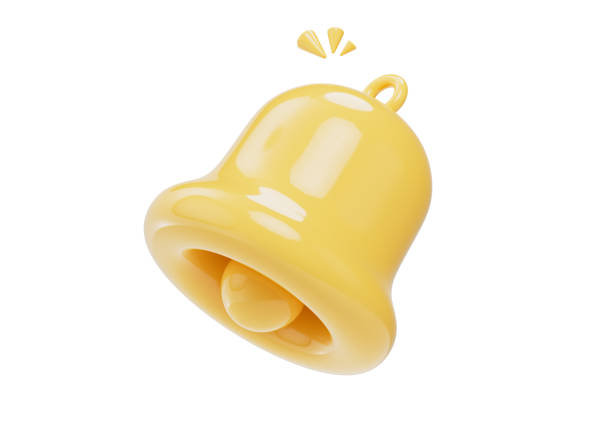 3D cartoon bell notification icon. Notification concept symbol. Social media notification icon. Channel subscription reminder. Cartoon style design 3D icon isolated on white background. 3D rendering.