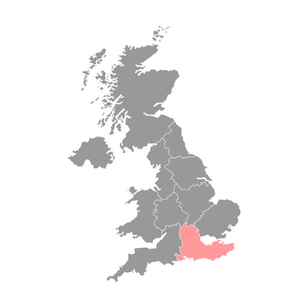mapa regionu południowo-wschodniej anglii, wielkiej brytanii. ilustracja wektorowa. - southeast england illustrations stock illustrations