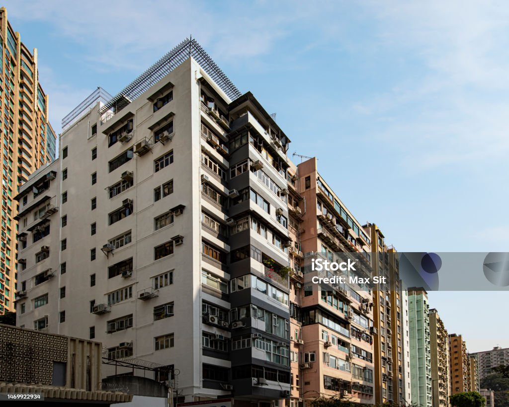 Traditional residential building is located in Hong Kong Architecture Stock Photo