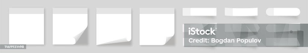 Multiple Edgepostic Notes Set Of Different Sticky Note With Curl Edges 3d Post Note Paper Stock ...