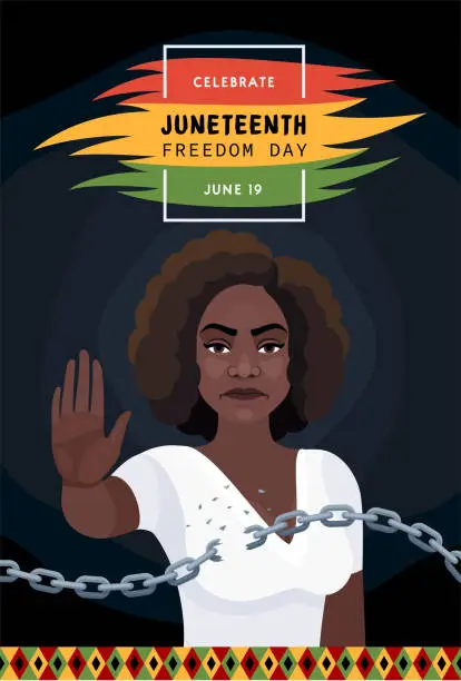 Vector illustration of Juneteenth freedom day. Poster, greeting card, banner and background.